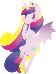 Size: 451x600 | Tagged: safe, artist:divided-s, princess cadance, alicorn, pony, crown, female, horn, mare, multicolored mane, solo