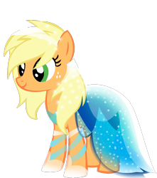 Size: 900x1017 | Tagged: safe, artist:sparkle-bubba, applejack, earth pony, pony, alternate hairstyle, beautiful, clothes, dress, loose hair, simple background, solo, transparent background, vector