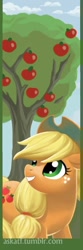 Size: 200x600 | Tagged: safe, artist:sugarsongart, applejack, earth pony, pony, bookmark, solo, tree