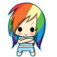 Size: 200x200 | Tagged: safe, artist:pokumii, rainbow dash, chibi, humanized, solo