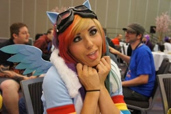 Size: 500x333 | Tagged: safe, artist:mylittlepony4u, rainbow dash, human, cosplay, irl, irl human, jessica nigri, photo