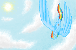 Size: 923x608 | Tagged: safe, artist:o-the-lawyer, rainbow dash, pegasus, pony, blue coat, female, mare, ms paint, multicolored mane