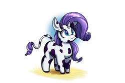 Size: 1500x1000 | Tagged: safe, artist:bellspurgebells, rarity, cow, cute, questionable source, raricow, solo, species swap