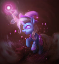 Size: 3442x3736 | Tagged: safe, artist:lmgchikess, derpibooru import, trixie, pony, unicorn, female, glowing horn, magic, mare, solo