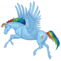 Size: 667x669 | Tagged: safe, artist:noodle-monster, rainbow dash, pegasus, pony, blue coat, female, mare, multicolored mane, realistic