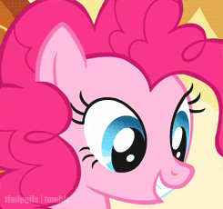 Size: 245x230 | Tagged: safe, screencap, pinkie pie, earth pony, pony, baby cakes, animated, cropped, smiling, solo, timlpgifs