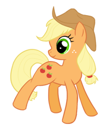 Size: 432x487 | Tagged: safe, artist:thekisame, applejack, earth pony, pony, looking back, simple background, solo