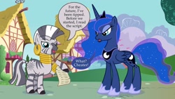 Size: 1600x902 | Tagged: safe, artist:mlp-silver-quill, idw, princess luna, zecora, alicorn, pony, zebra, spoiler:comic44