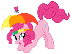Size: 10000x7479 | Tagged: safe, artist:gratlofatic, pinkie pie, earth pony, pony, absurd resolution, hat, simple background, transparent background, umbrella hat, vector