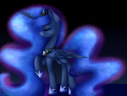 Size: 5300x4000 | Tagged: safe, artist:nelly250, princess luna, alicorn, pony, absurd resolution, eyes closed, raised hoof, solo, stars