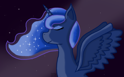 Size: 1680x1050 | Tagged: safe, artist:funny-arts, princess luna, alicorn, pony, female, horn, mare, simple background, solo