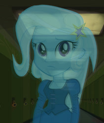 Size: 608x720 | Tagged: safe, derpibooru import, edit, edited screencap, screencap, trixie, ghost, equestria girls, dead, female, sad, solo, spirit