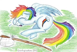 Size: 803x542 | Tagged: safe, artist:griminspirations, rainbow dash, pegasus, pony, crying, fanfic, fanfic art, woobie