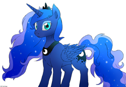 Size: 1300x900 | Tagged: safe, artist:zoruanna, princess luna, alicorn, pony, looking at you, simple background, solo, white background