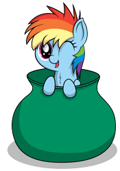 Size: 1000x1430 | Tagged: safe, artist:chubble-munch, rainbow dash, pegasus, pony, chest fluff, cookie jar, cute, dashabetes, filly, one eye closed, pot, solo, wink