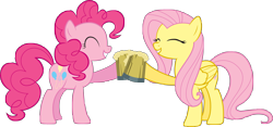 Size: 8619x4031 | Tagged: safe, artist:farenazar, fluttershy, pinkie pie, earth pony, pegasus, pony, absurd resolution, cider, simple background, transparent background, vector