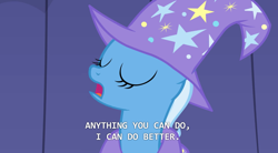 Size: 2048x1134 | Tagged: safe, derpibooru import, edit, edited screencap, screencap, trixie, boast busters, anything you can do