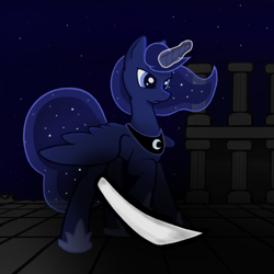 Size: 864x864 | Tagged: safe, artist:endrome, princess luna, alicorn, pony, fanfic:the immortal game, fanfic art, solo, sword, the immortal game, weapon