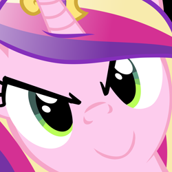 Size: 4800x4800 | Tagged: safe, derpibooru import, edit, princess cadance, queen chrysalis, alicorn, changeling, changeling queen, pony, >:), absurd resolution, close-up, disguise, disguised changeling, face, fake cadance, female, hi anon, looking at you, mare, meme, picture for breezies, reaction image, smiling, smiling at you, solo