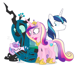 Size: 900x780 | Tagged: safe, artist:dm29, princess cadance, princess flurry heart, queen chrysalis, shining armor, alicorn, changeling, changeling queen, pony, unicorn, the crystalling, auntie chrissy, blushing, chrysarmordance, cute, cutealis, cutie mark, eyes closed, female, flurrybetes, frown, horn, jewelry, lesbian, male, mare, mommy chrissy, open mouth, regalia, shipping, simple background, sleeping, smiling, stallion, transparent background, wings