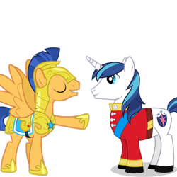 Size: 620x620 | Tagged: safe, flash sentry, shining armor, pony, unicorn, armor, captain armor and guard sentry, clothes, tunic, uniform