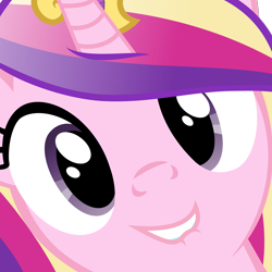 Size: 4800x4800 | Tagged: safe, princess cadance, alicorn, pony, absurd resolution, close-up, face, female, grin, hi anon, lip bite, looking at you, mare, meme, smiling, smiling at you