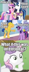 Size: 236x572 | Tagged: safe, edit, edited screencap, screencap, flash sentry, princess cadance, shining armor, sweetie belle, twilight sparkle, twilight sparkle (alicorn), alicorn, a canterlot wedding, equestria girls, equestria girls (movie), comic, exploitable meme, image macro, meme, screencap comic, sudden clarity sweetie belle