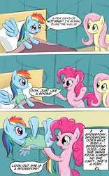 Size: 800x1280 | Tagged: safe, artist:fajeh, fluttershy, pinkie pie, rainbow dash, earth pony, pegasus, pony, read it and weep, comic, scene parody, spider-man, spiderpig, the simpsons