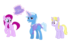 Size: 1992x1160 | Tagged: safe, artist:mrassi1000, derpibooru import, fuchsia blush, lavender lace, trixie, pony, equestria girls, rainbow rocks, equestria girls ponified, female, male, ponified, rule 63, trixie and the illusions