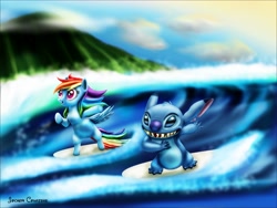 Size: 3502x2627 | Tagged: safe, artist:neoseekerstitch, rainbow dash, pegasus, pony, crossover, lilo and stitch, stitch