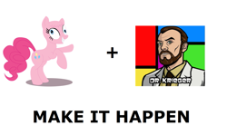 Size: 1023x609 | Tagged: safe, pinkie pie, earth pony, pony, mentally advanced series, all caps, archer (show), doctor krieger, exploitable meme, make it happen, meme, meta