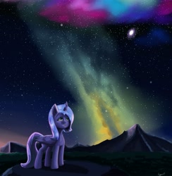 Size: 6831x7000 | Tagged: safe, artist:majorlaughmaster, princess luna, alicorn, pony, absurd resolution, aurora borealis, filly, galaxy, night, s1 luna, solo, starry night, stars