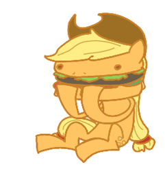 Size: 261x271 | Tagged: safe, artist:stoffy, applejack, earth pony, food pony, original species, pony, burger, hamburger