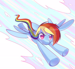 Size: 3000x2761 | Tagged: safe, artist:pekou, rainbow dash, pegasus, pony, bronycon 2012, cloud, female, flying, mare, print, sky, solo, spread wings, underhoof, wings