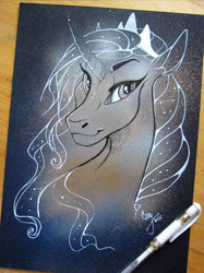 Size: 1280x1707 | Tagged: safe, artist:casynuf, princess luna, alicorn, pony, photo, solo, traditional art