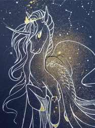 Size: 1280x1707 | Tagged: safe, artist:casynuf, princess luna, alicorn, pony, photo, solo, traditional art