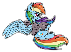 Size: 4111x2995 | Tagged: safe, artist:rysunkowasucharia, rainbow dash, pegasus, pony, backwards cutie mark, clothes, hoodie, invisible motorcyle, simple background, solo, transparent background