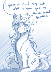 Size: 500x709 | Tagged: safe, artist:mscootaloo, derpibooru import, trixie, pony, unicorn, asksketchytrixie, female, mare, monochrome, solo