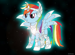 Size: 900x654 | Tagged: safe, artist:lightdegel, rainbow dash, pegasus, pony, crossover, saint seiya, solo