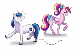 Size: 1125x750 | Tagged: safe, artist:kallarmo, princess cadance, shining armor, alicorn, pony, unicorn, in love, teen princess cadance, wavy mouth, younger