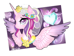 Size: 1024x768 | Tagged: safe, artist:sofilut, princess cadance, alicorn, pony, crystal heart, heart eyes, solo, spread wings, wingding eyes