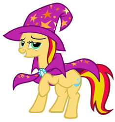 Size: 867x921 | Tagged: safe, artist:blah23z, derpibooru import, sunset shimmer, trixie, pony, unicorn, accessory swap, simple background, solo, the great and powerful, transparent background, vector