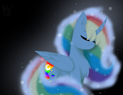 Size: 701x542 | Tagged: safe, artist:kaywhitt, princess luna, rainbow dash, digital art, fusion, glow, rainbowluna, solo