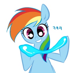 Size: 500x500 | Tagged: safe, rainbow dash, pegasus, pony, blue coat, female, gak, mare, meme, meta, multicolored mane, solo