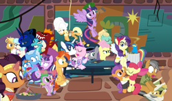 Size: 1465x860 | Tagged: safe, artist:dm29, apple bloom, applejack, boulder (pet), coco pommel, daring do, fluttershy, garble, gourmand ramsay, maud pie, princess cadance, princess ember, princess flurry heart, princess luna, quibble pants, rainbow dash, rarity, saffron masala, shining armor, snowfall frost, spike, starlight glimmer, sunburst, tender taps, trixie, twilight sparkle, twilight sparkle (alicorn), zephyr breeze, alicorn, dragon, earth pony, pegasus, pony, unicorn, a hearth's warming tail, applejack's "day" off, flutter brutter, gauntlet of fire, newbie dash, no second prances, on your marks, spice up your life, stranger than fan fiction, the crystalling, the gift of the maud pie, the saddle row review, angel rarity, backwards cutie mark, bathrobe, beach chair, bloodstone scepter, body pillow, broom, clothes, cold, cracked armor, crossing the memes, cutie mark, dancing, devil rarity, dragon lord spike, emble, female, filly, first half of season 6, garble's hugs, gordon ramsay, handkerchief, hat, hearth's warming, hiatus, male, meme, menu, now you're thinking with portals, portal, present, rainbow trash, safety goggles, shipping, sick, sofa, spirit of hearth's warming yet to come, straight, sweeping, sweepsweepsweep, the cmc's cutie marks, the meme continues, the story so far of season 6, this isn't even my final form, tissue, toolbelt, top hat, towel, trash can, twilight sweeple, wall of tags, wonderbolts uniform