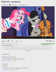 Size: 674x866 | Tagged: safe, octavia melody, pinkie pie, earth pony, pony, graphic violins, kyrospawn, pun, youtube comments