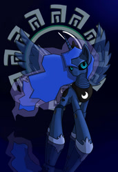 Size: 1300x1900 | Tagged: safe, artist:nerow94, princess luna, alicorn, pony, robot, female, horn, mare, solo