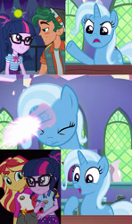 Size: 607x1024 | Tagged: safe, artist:mega-poneo, derpibooru import, edit, edited screencap, editor:secrettitan, screencap, sci-twi, sunset shimmer, timber spruce, trixie, twilight sparkle, firefly (insect), insect, all bottled up, better together, equestria girls, legend of everfree, star crossed, base, blushing, camp everfree outfits, clothes, duo, female, geode of telekinesis, glasses, lesbian, magical geodes, male, meme, ponytail, scitwishimmer, shipping, shipping denied, shipping fuel, smiling, straight, sunsetsparkle, timbertwi, trixie fixing meme
