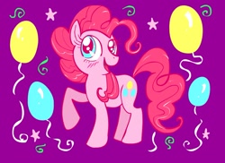 Size: 2421x1763 | Tagged: safe, artist:termanianstar, pinkie pie, earth pony, pony, balloon, female, looking up, mare, raised hoof, solo