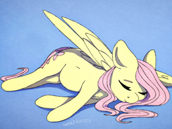 Size: 2048x1536 | Tagged: safe, artist:smallhorses, edit, fluttershy, pegasus, pony, cute, cutie mark, eyes closed, female, floppy ears, lying down, mare, on side, preggoshy, pregnant, shyabetes, sleeping, solo, spread wings